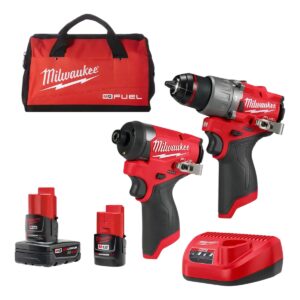 Kit Milwaukee Taladro 12V Fuel 3404 + 3453 + Baterias 4 Y 2 Ah + Cargador + Bolso De Transporte