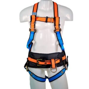 Arnés petrolero de cuerpo completo con cintura y piernas ergonómicas, 6 puntos de enganche y regulación tipo cinturón. Talle M,L,XL
