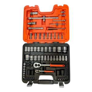 Juego De Bocallaves Y Accesorios De 1/4 Y 1/2 En Caja Plastica, 77 Piezas.